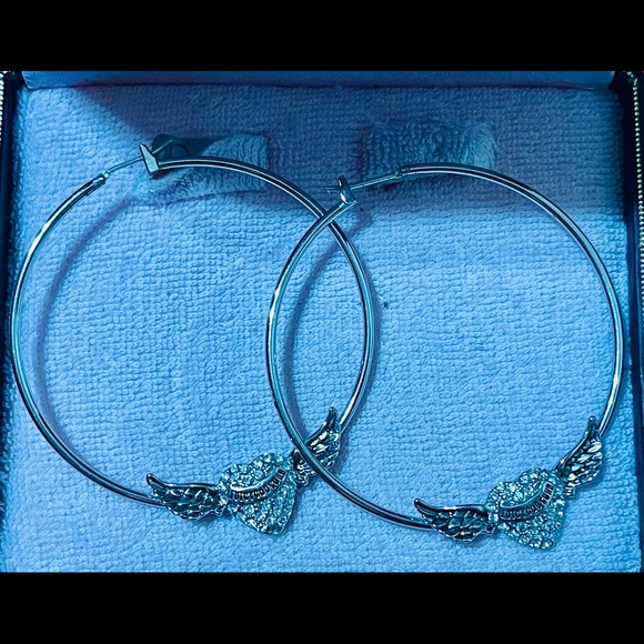 Juicy Couture Hoop Signature Earrings Decorated Swarovsky Crystals - Picture 2 of 3